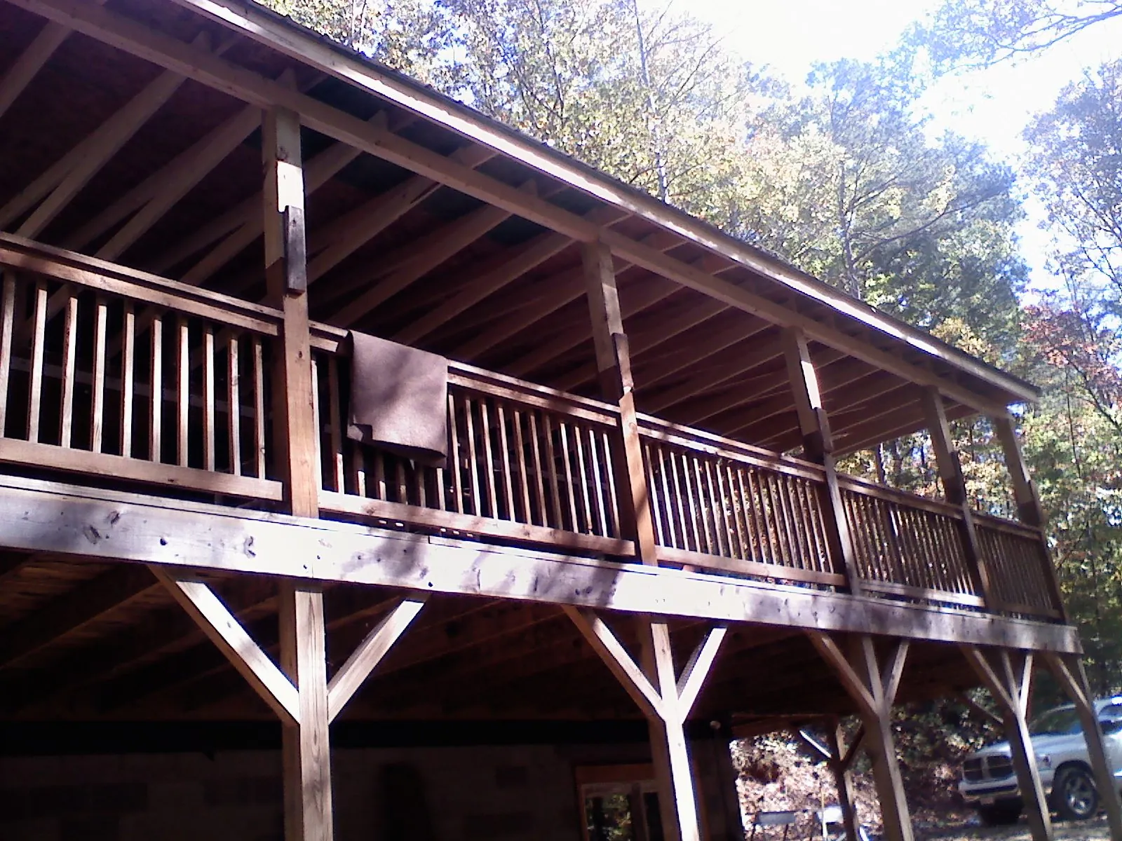 Timber framing under a new elevated porch and deck — Roof Leak Repair in Iva by Roofing Brothers